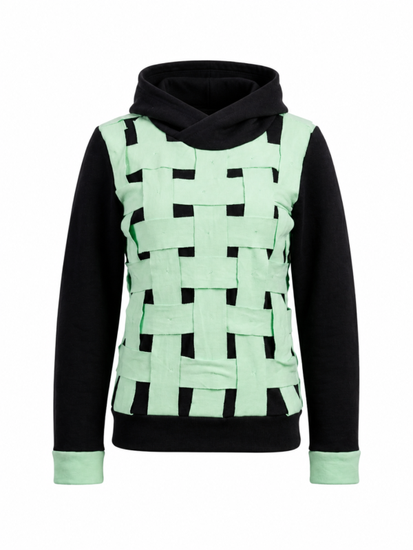 Mint Green Woven Cotton Hoodie