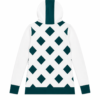 White & Deep Teal Geometric Hoodie
