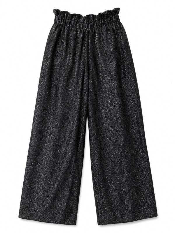 Black Shimmer Wide-Leg Palazzo Trousers