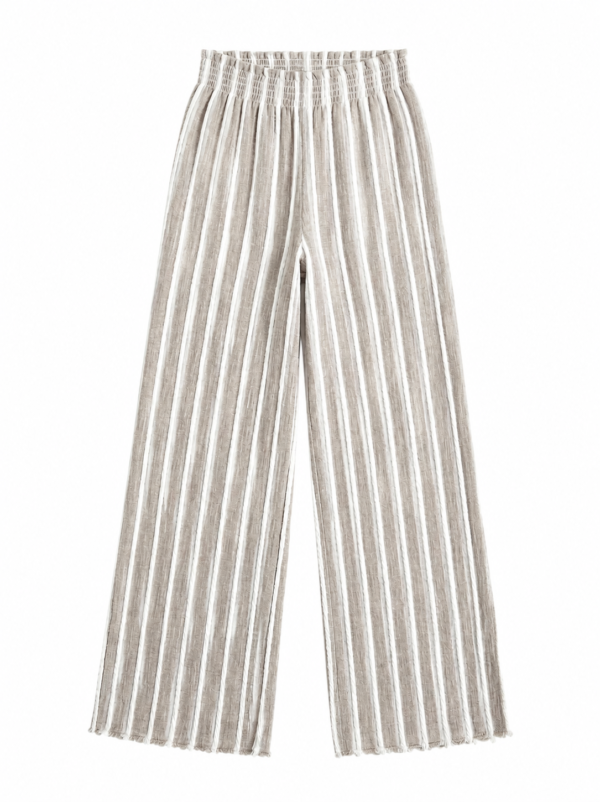 Striped Wide-Leg Blend Trousers