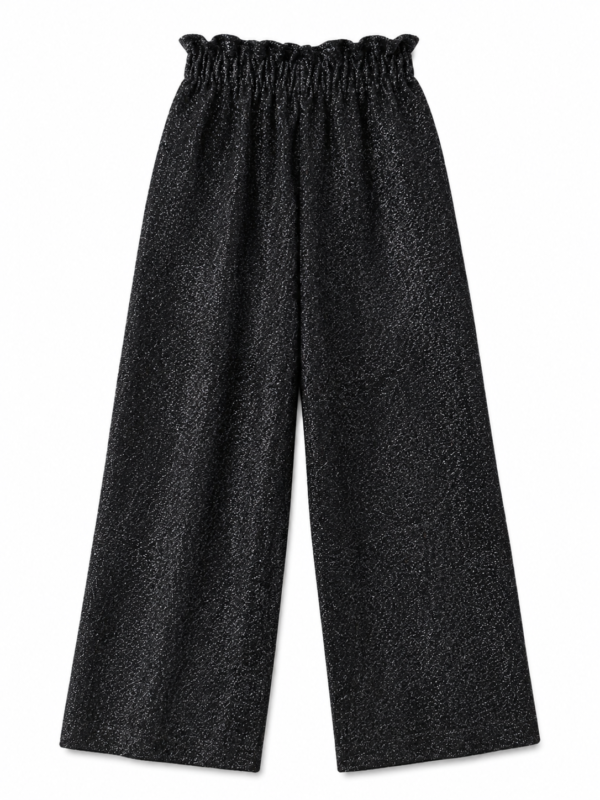 Black Shimmer Wide-Leg Palazzo Trousers