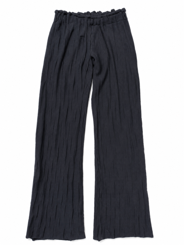 Black Textured Wide-Leg Pants