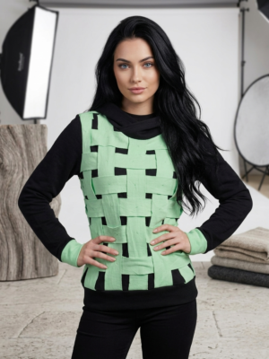 Mint Green Woven Cotton Hoodie