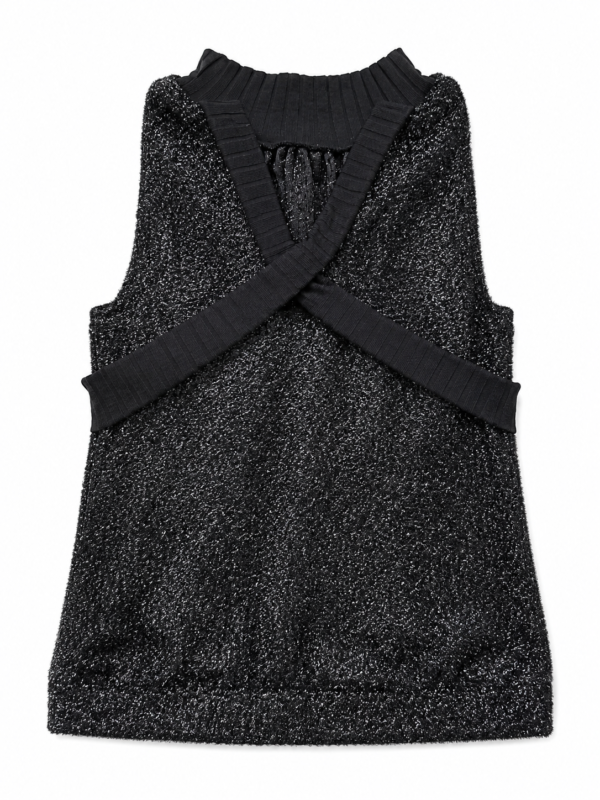 Black Shimmer Sleeveless High Neck Top