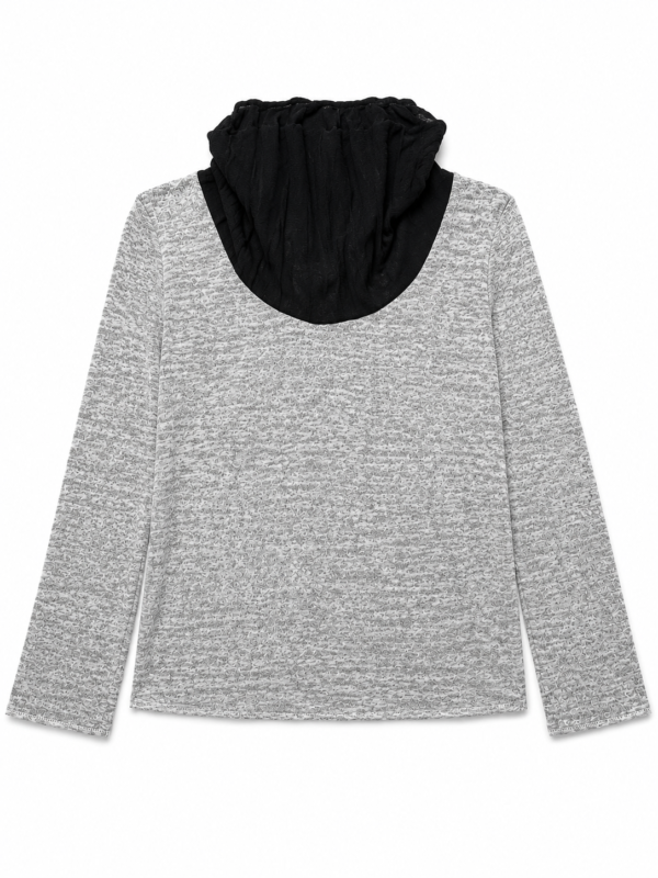Grey Long Sleeve Top with Black Snood Neck