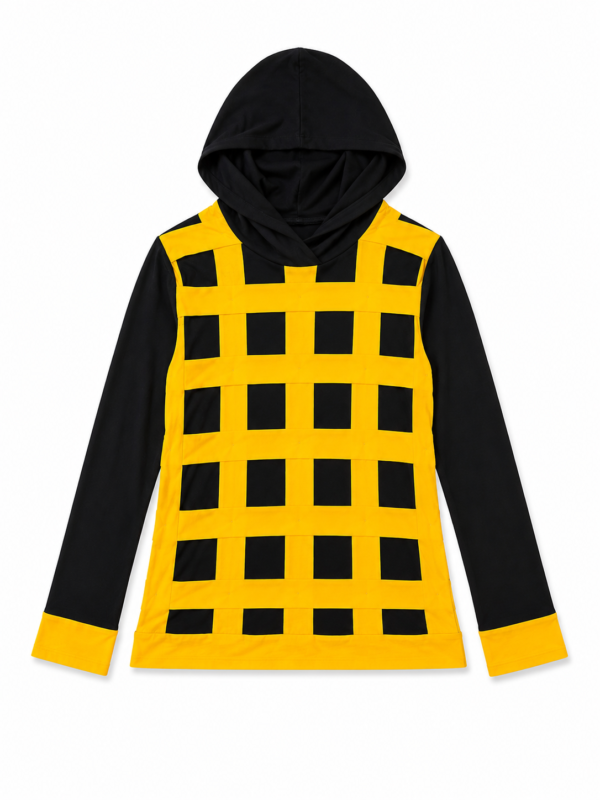 Black & Yellow Grid Pattern Hoodie