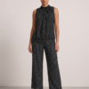 Black Shimmer Sleeveless High Neck Top
