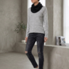 Grey Long Sleeve Top with Black Snood Neck