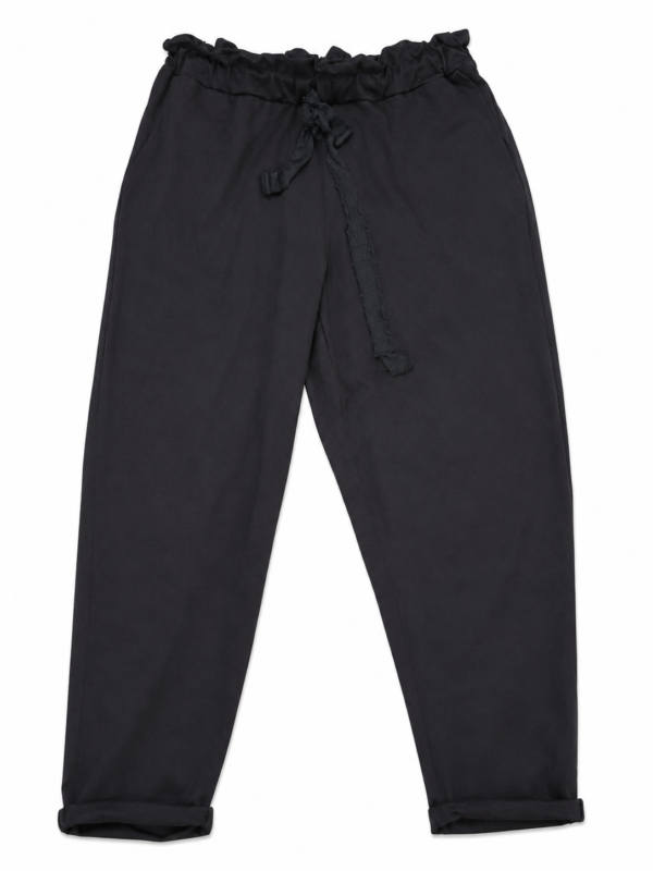 Relaxed Fit Black Paperbag Trousers