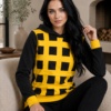Black & Yellow Grid Pattern Hoodie