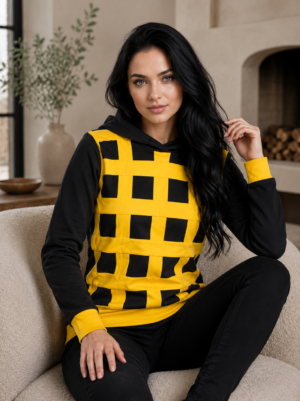 Black & Yellow Grid Pattern Hoodie
