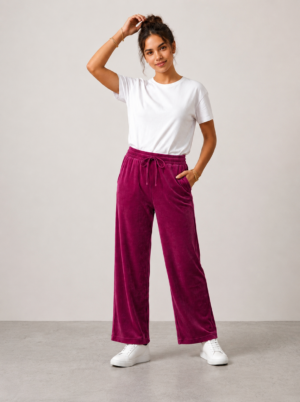 Cotton Wide Leg Purple Lounge Pants