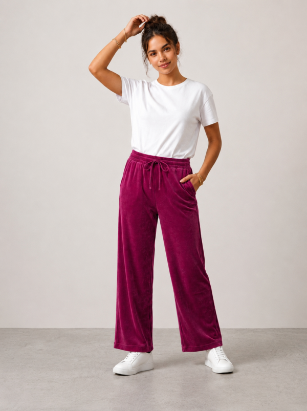 Cotton Wide Leg Purple Lounge Pants